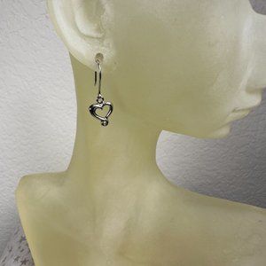 NEW Cute Real Silver Heart Dangling Earrings